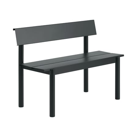 Panca con schienale Linear metallo nero / L 110 cm - Muuto