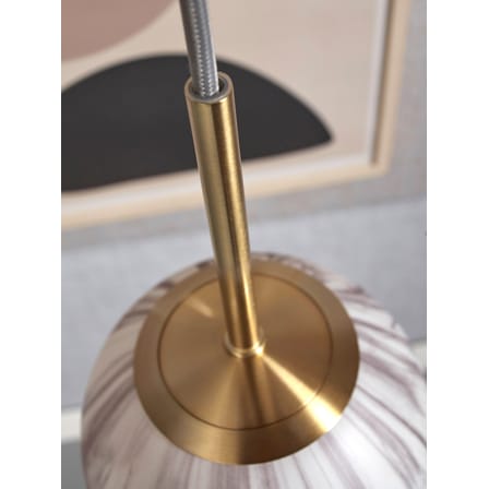 Suspension Carrara verre blanc or / Ø 16 cm - Verre effet marbre - It's about Romi