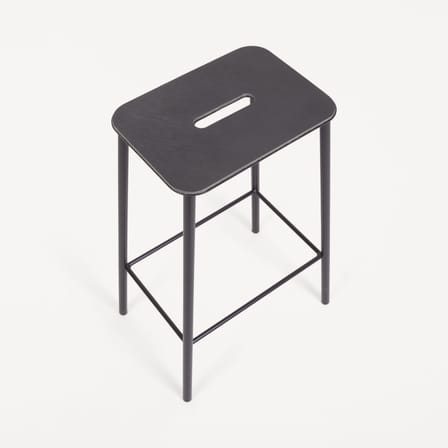 Tabouret de bar Adam cuir gris / H 65 cm - Indoor - Frama 