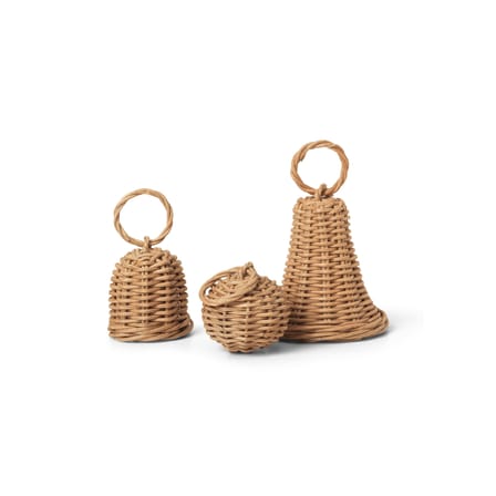 Boule de Noël Braided fibre végétale marron / Set de 3 - Rotin tressé main - Ferm Living