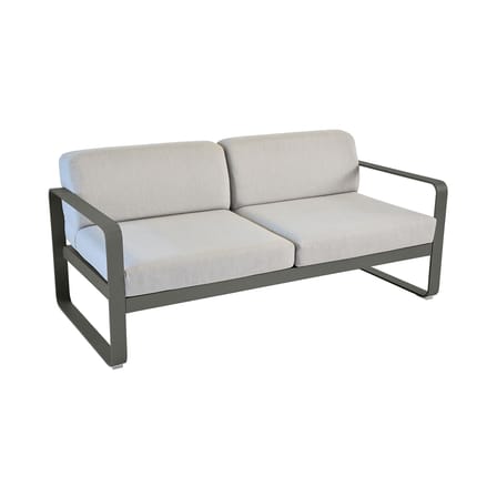 Canapé de jardin 2 places Bellevie métal tissu gris beige / L 160 cm - Tissu gris flanelle - Fermob