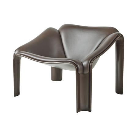 Fauteuil rembourré F300 cuir marron / Pierre Paulin, réédition 1966 - Gubi