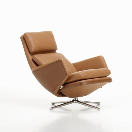 Fauteuil pivotant Grand Relax cuir marron / Pivotant & inclinable - Vitra