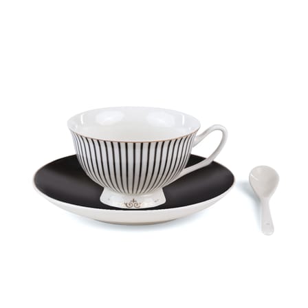 Tasse à thé Guiltless - Minerva céramique noir / Avec soucoupe & cuillère - Image érotique au fond de la tasse - Seletti