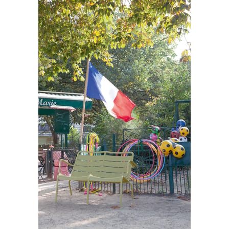 Banc avec dossier Luxembourg Duo métal vert / 2 places - L 119 cm - Fermob
