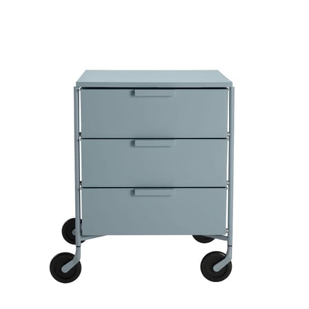 Cassettiera con rotelle Mobil materiale plastico blu / 3 cassetti - Versione opaca - Kartell