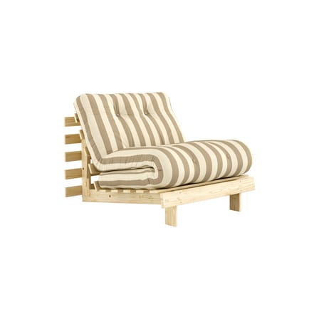Fauteuil convertible Roots tissu beige / Dormeuse & lit d'appoint - 3 positions / Structure pin clair - KARUP