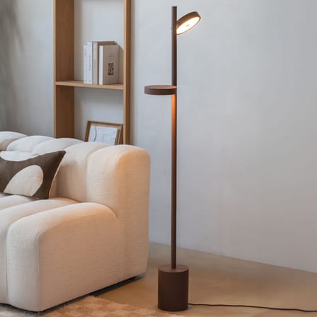 Okinawa LED Floor lamp wood brown / 2 adjustable diffusers - GOOD&MOJO
