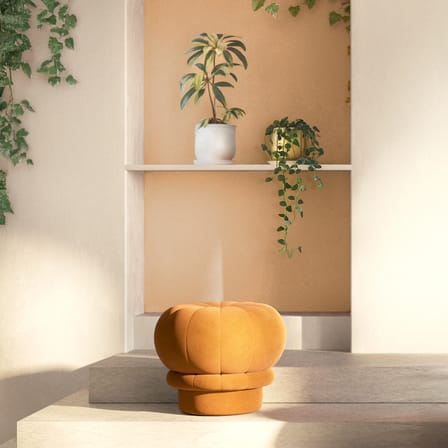 Pouf Claudie tissu jaune / Velours - Hartô