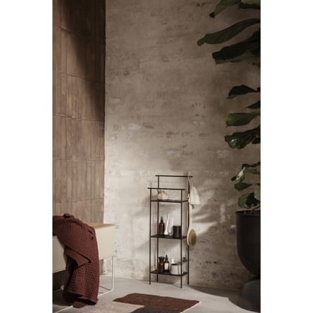 Regal Dora metall schwarz / L 30 x Tiefe. 13 x H 79 cm - Mit Handtuchhalter - Ferm Living
