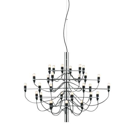 Suspension 2097 gris argent métal / 30 ampoules dépolies INCLUSES - Ø 88 cm/ Gino Sarfatti, 1958 - Flos