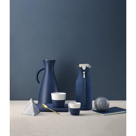 Carafe Stoppe-goutte métal verre bleu 1 L / Tissu technique - Eva Trio