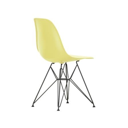 Chaise RE DSR - Eames Plastic Side Chair plastique jaune / (1950) - Pieds noirs / Recyclé - Vitra