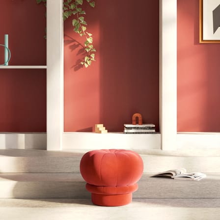 Pouf Claudie tissu rouge / Velours - Hartô