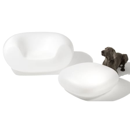 Table basse Chubby Low plastique blanc / Pouf - 85 x 75 x H 30 cm - Slide