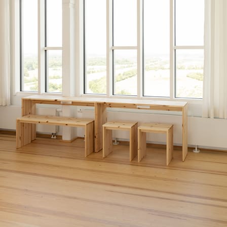 Table rectangulaire Join-In bois naturel / Set 2 tables dissociables - L 124 x larg. 39/79 cm - KARUP