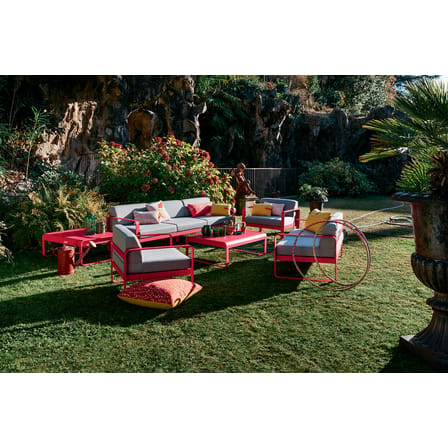Canapé de jardin 3 places Bellevie métal tissu blanc vert gris / L 235 cm - Tissu blanc grisé - Fermob