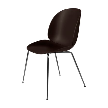 Chaise Beetle RE plastique marron / Pieds noir chromé - Recyclé - Gubi