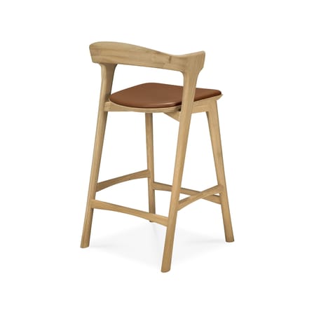 Chaise de bar Bok bois naturel / H 66 cm - Assise cuir - Ethnicraft