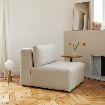 Chauffeuse Bridge tissu beige / Module central pour canapé modulable - TIPTOE