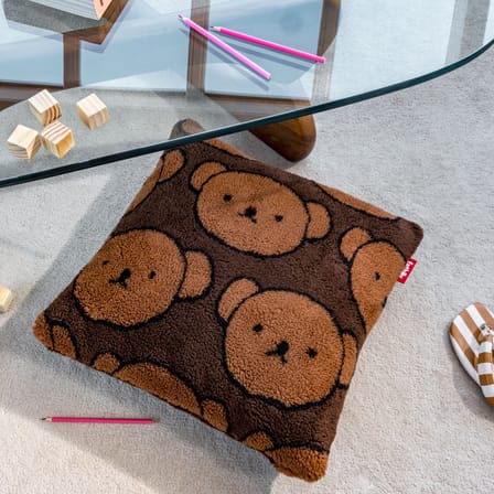 Cuscino Square Teddy x Miffy tessuto marrone / Tessuto soffice - 50 x 50 cm - Fatboy