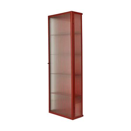 Rangement mural Haze métal rouge / L 35 x H 100 cm - Verre cannelé - Ferm Living