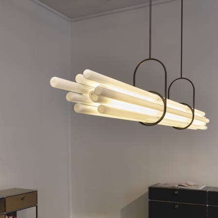 Suspension NL12 verre blanc / L 130 cm - DCW éditions