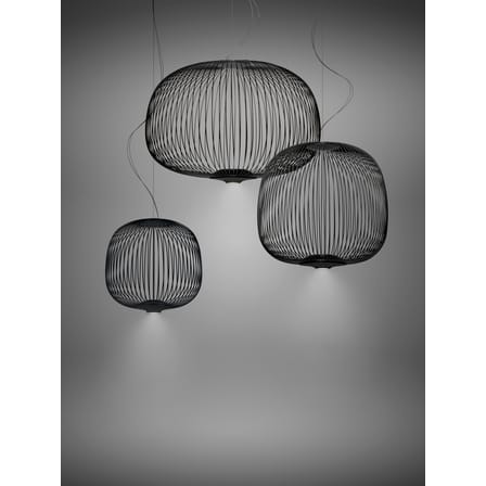 Suspension Spokes 2 piccola My Light métal noir / LED - Bluetooth / Ø 34 x H 35 cm - Foscarini