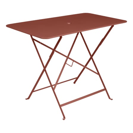 Table pliante Bistro métal rouge marron / 97 x 57 cm - 4 personnes - Trou parasol - Fermob