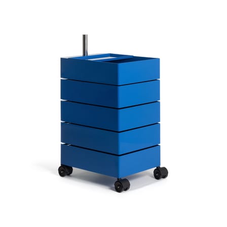 Caisson à roulettes 360° bleu / 5 tiroirs - 35 x 46 cm x H 60 cm - Magis