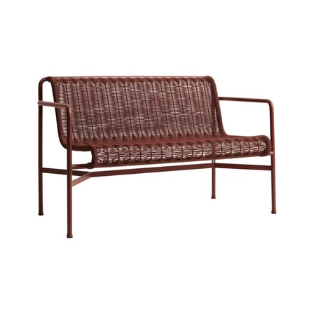 Banc avec dossier Palissade Cord Dining rouge / L 128 cm - Corde tissu recyclé - Hay