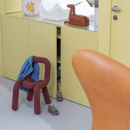 Chaise enfant Mini Bold tissu marron / Rembourrée - Moustache