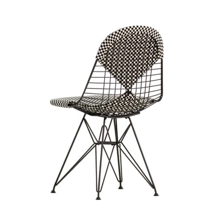 Chaise rembourrée Wire Chair DKR métal tissu noir / By Charles & Ray Eames, 1951 - Vitra
