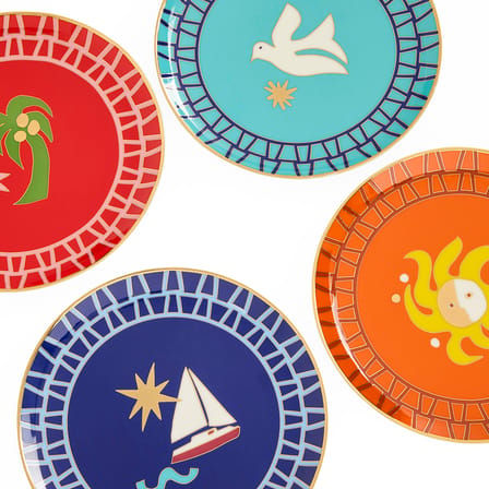 Playa Dessert plate ceramic multicoloured / Set of 4 - Ø 16.5 cm - Jonathan Adler