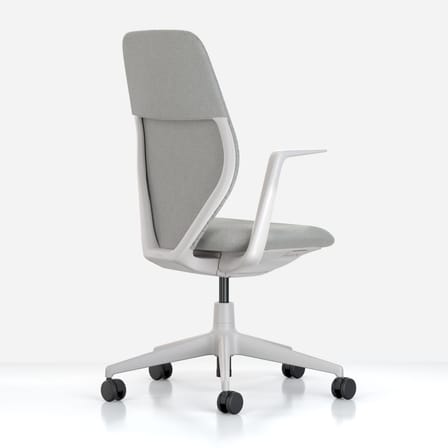 Fauteuil à roulettes ACX Soft tissu gris / Dossier tricot rembourré - Vitra