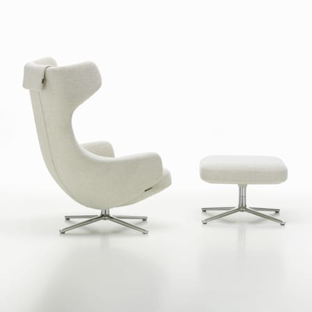 Set fauteuil & repose-pieds Grand Repos tissu blanc / Pivotant & inclinable - Vitra