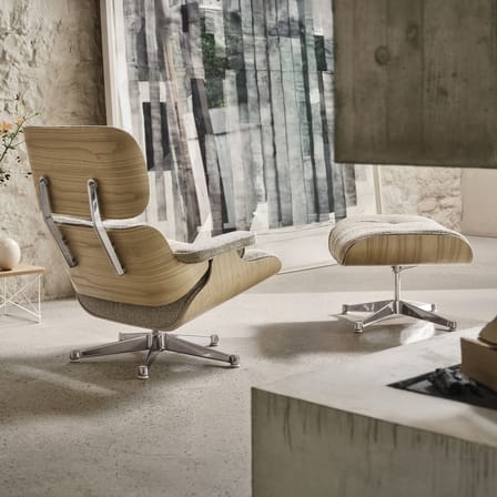 Set fauteuil & repose-pieds Lounge Chair & Ottoman tissu noir / Eames (1956) - Vitra