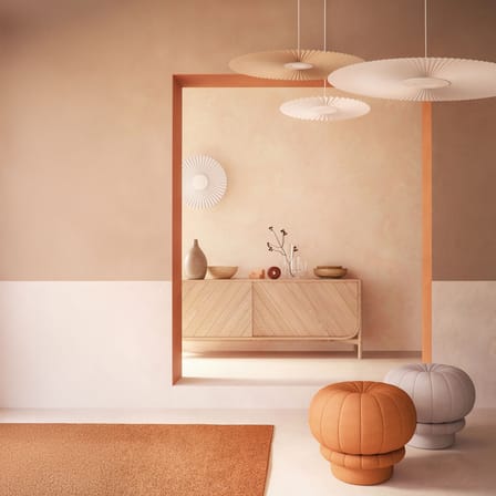 Suspension Carmen Medium tissu beige / LED - Ø 90 cm - Hartô