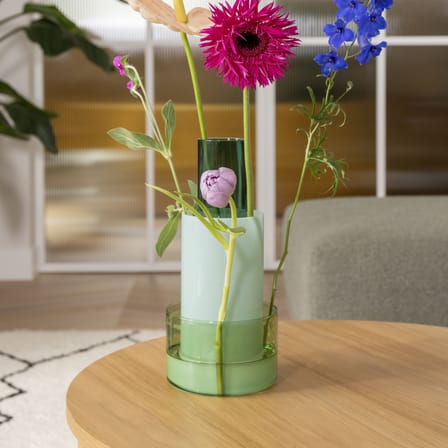 Vase Amphi verre vert / Ø 14,5 x H 32,5 cm - & klevering