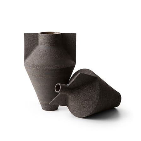 Vase Jana céramique noir / Ø 22,6 x H 34,7 cm - brut - Cappellini