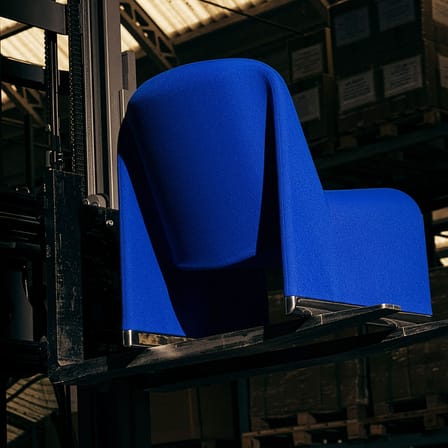Fauteuil rembourré Alky tissu bleu / Giancarlo Piretti, 1970 - ANONIMA CASTELLI