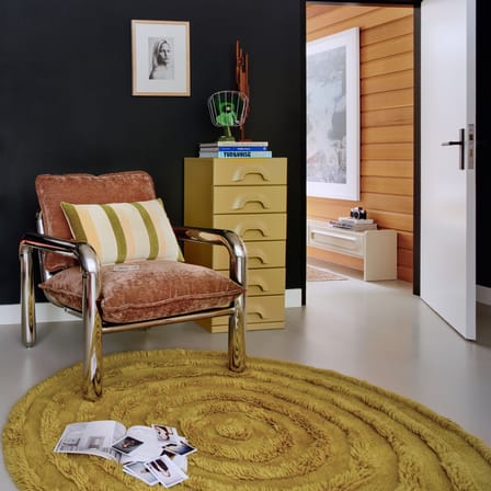 Fauteuil rembourré Chrome marron / Velours - HK LIVING