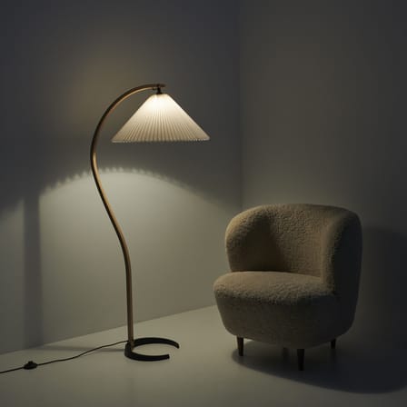 Lampadaire Timberline tissu blanc / Réédition 1970s - Gubi
