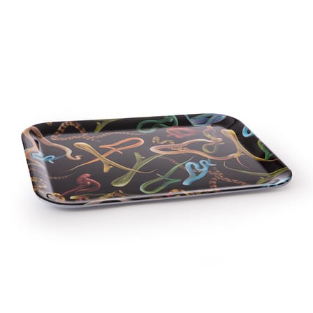 Plateau Toiletpaper - Snakes plastique noir / 32 x 43,5 cm - Mélamine - Seletti