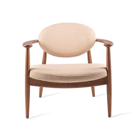Poltrona imbottita Roundy tessuto bianco beige legno naturale / Tessuto & legno - Pols Potten