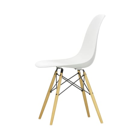Sedia DSW - Eames Plastic Side Chair materiale plastico bianco / (1950) - legno chiaro - Vitra