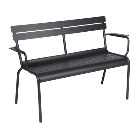 Bank mit Rückenlehne Luxembourg metall grau schwarz / 2-Sitzer - L 131 cm - Fermob