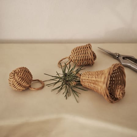 Boule de Noël Braided fibre végétale marron / Set de 3 - Rotin tressé main - Ferm Living