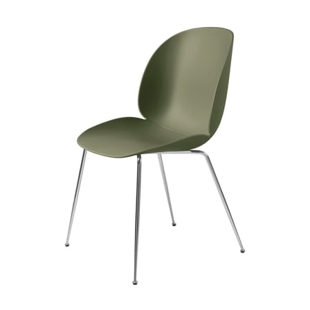 Chaise Beetle RE plastique vert / Pieds chromé - Recyclé - Gubi