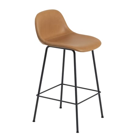 Chaise de bar Fiber Bar cuir marron / H 65 cm - Muuto